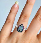 Rainbow Mystic Topaz Ring for Men and Women, Sterling Silver, Split Band