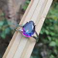 Rainbow Mystic Topaz Ring for Men and Women, Sterling Silver, Split Band