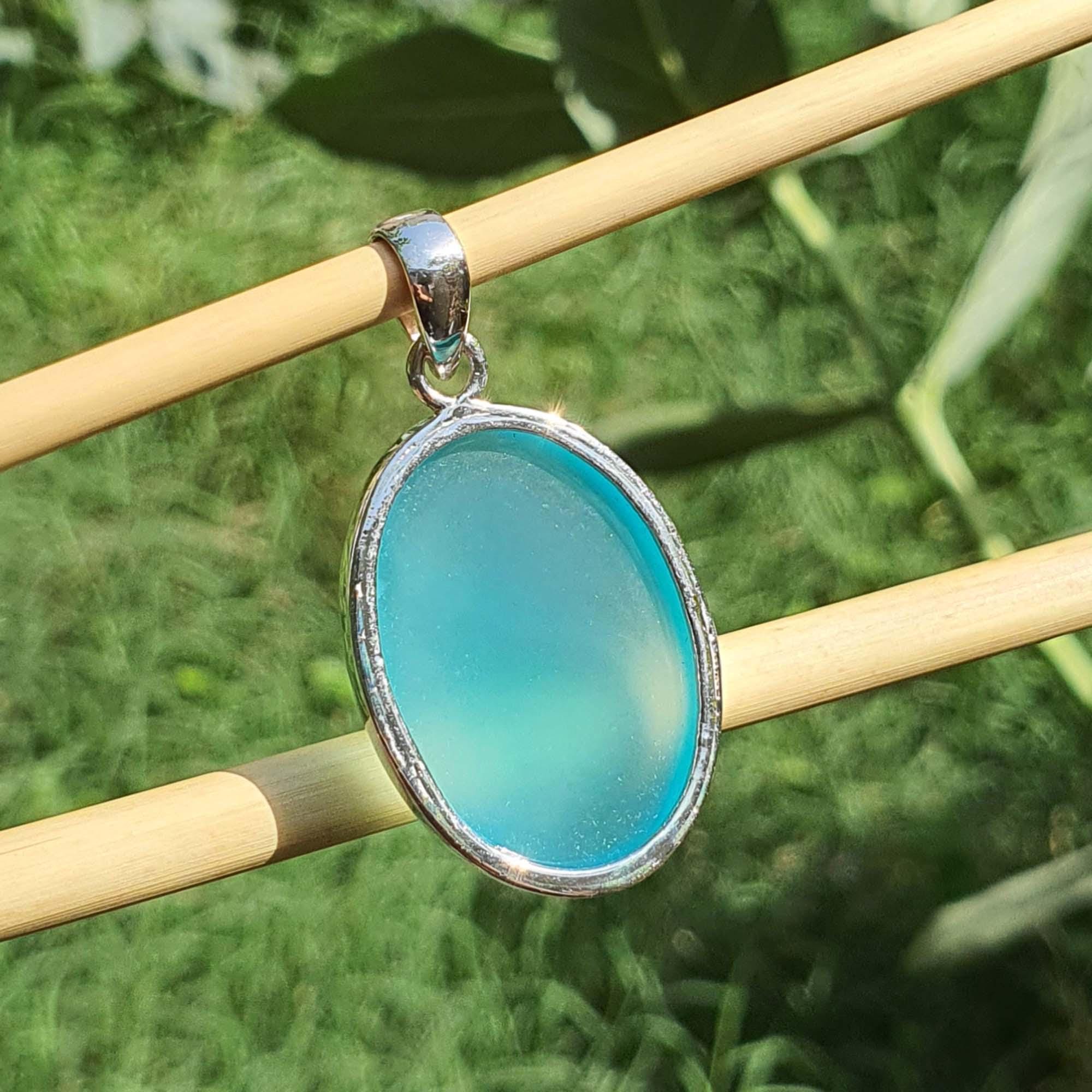 Handmade Sterling Silver Blue Chalcedony Pendant Necklace