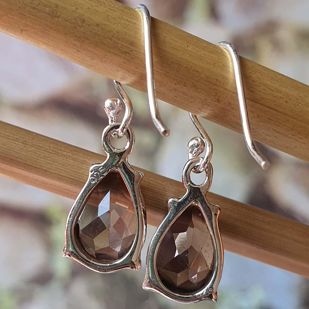 Waterdrop Protective Smoky Quartz Earrings for Women - 925 Sterling Silver Dangle