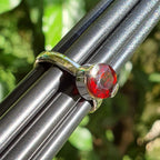 Handmade Round Garnet Ring: 925 Sterling Silver Band