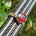 Handmade Round Garnet Ring: 925 Sterling Silver Band