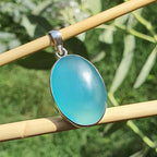 Handmade Sterling Silver Blue Chalcedony Pendant Necklace