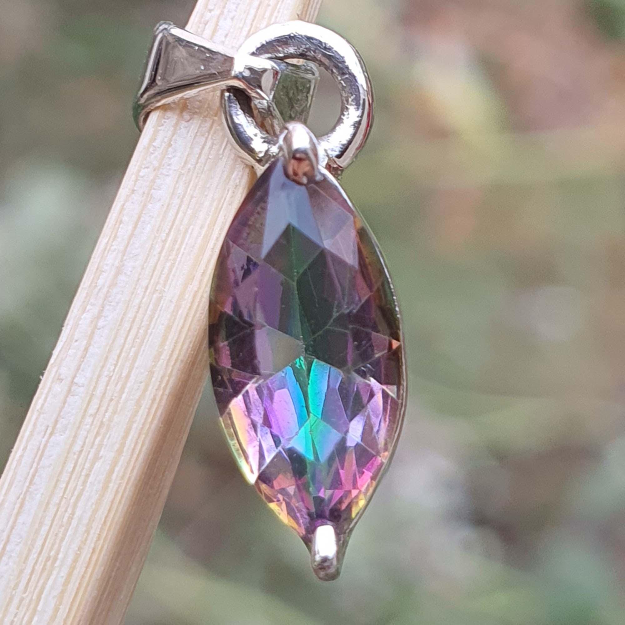 Rainbow Mystic Topaz Pendant for Jewelry Making, Sterling Silver Handmade Jewelry