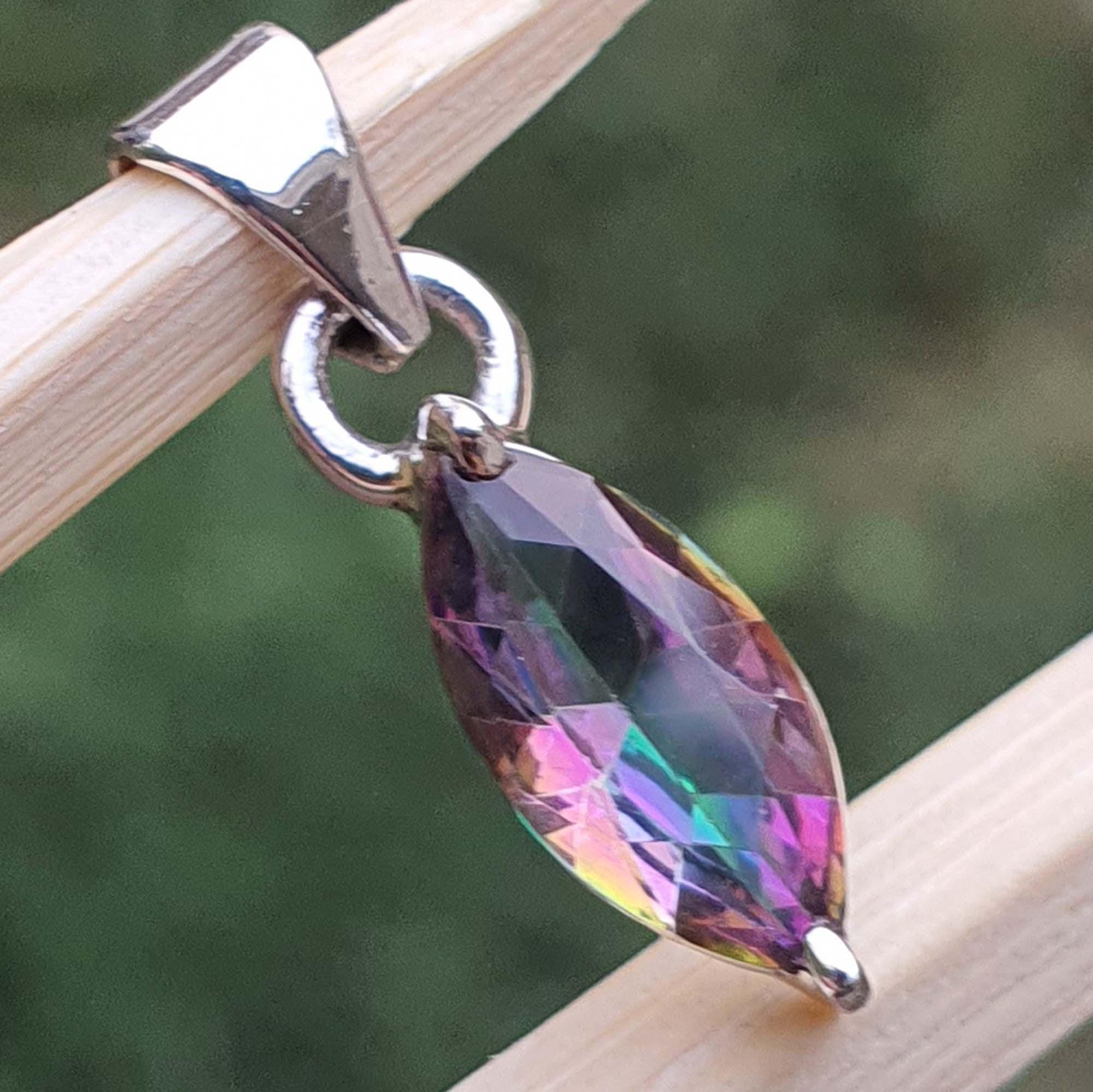 Rainbow Mystic Topaz Pendant for Jewelry Making, Sterling Silver Handmade Jewelry