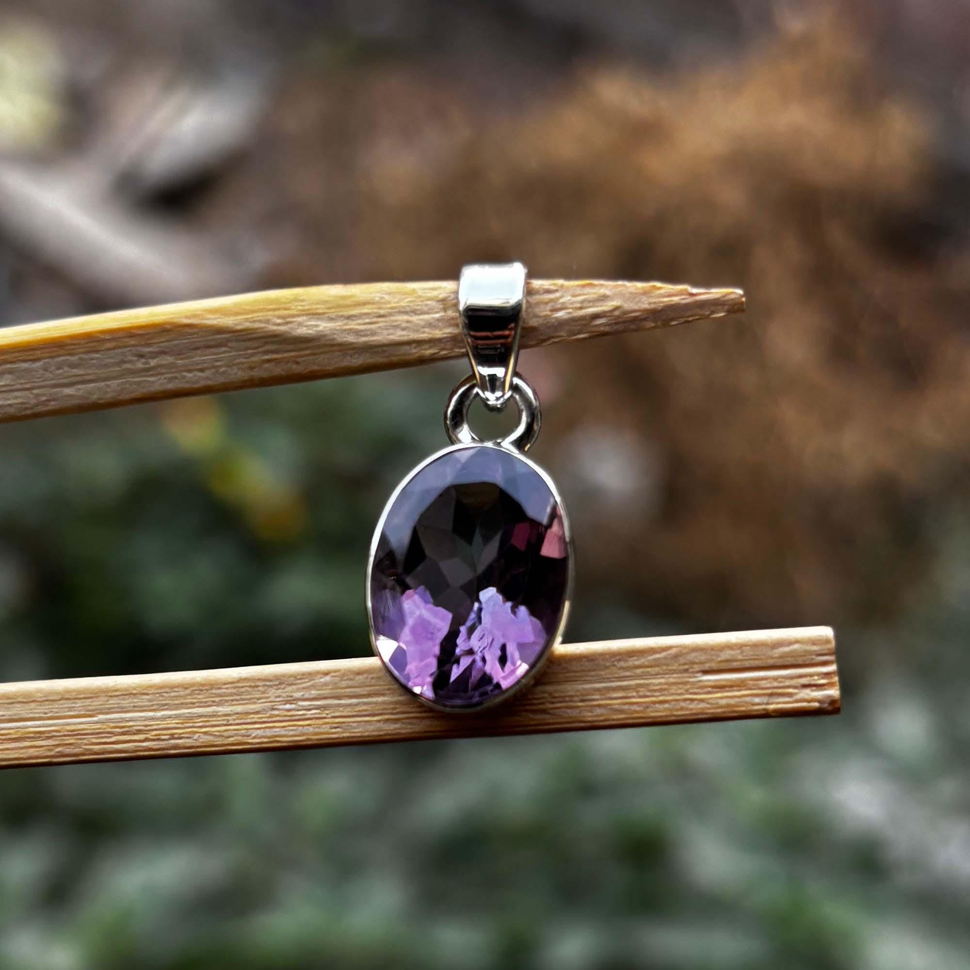 purple stone pendant for men